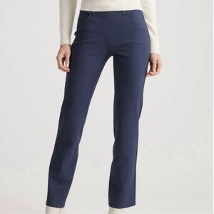 Quince | Navy Ponte Stretch Knit Straight Leg Pant Medium Petite Office Travel